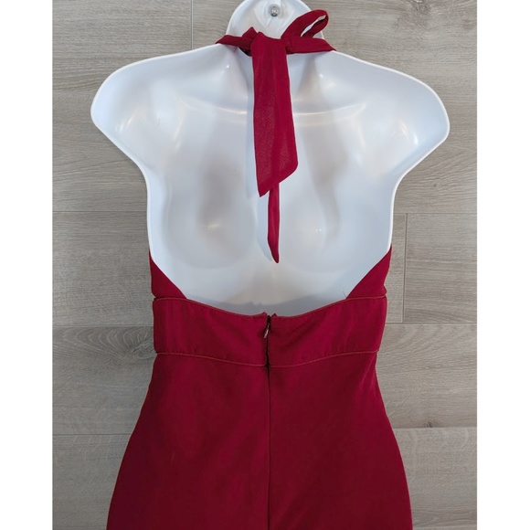 B Darlin Red Halter, Low Back Cocktail Dress 3/4 - Picture 4 of 8